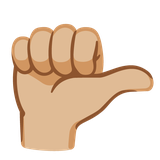 Rightwards Thumb Sign, Medium-light skin tone