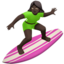 Woman Surfing, Dark skin tone