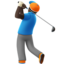 Man Golfing, Dark skin tone