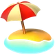 Beach with Umbrella emoji, Apple design