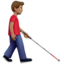 Man With White Cane Facing Right, Medium skin tone