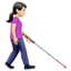 Woman With White Cane Facing Right, Light skin tone