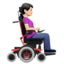 Woman In Motorized Wheelchair Facing Right, Light skin tone