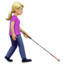 Woman With White Cane Facing Right, Medium-light skin tone