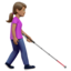 Woman With White Cane Facing Right, Medium skin tone