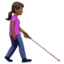 Woman With White Cane Facing Right, Medium-dark skin tone
