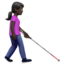 Woman With White Cane Facing Right, Dark skin tone