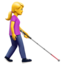 Download Woman With White Cane Facing Right emoji, Apple style