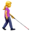 Woman With White Cane Facing Right emoji, Apple design