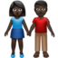 Woman and Man Holding Hands, Dark skin tone