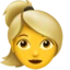 Woman Blond Hair emoji on iPhone