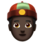 Person with Skullcap, Dark skin tone