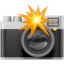 Camera with Flash emoji on iPhone