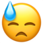Downcast Face with Sweat emoji, Apple design