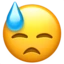 Downcast Face with Sweat emoji on iPhone