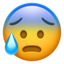 Anxious Face with Sweat emoji PNG