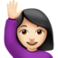Woman Raising Hand, Light skin tone