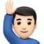 Man Raising Hand, Light skin tone