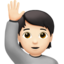 Person Raising Hand, Light skin tone