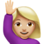 Woman Raising Hand, Medium-light skin tone