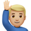Man Raising Hand, Medium-light skin tone