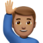 Man Raising Hand, Medium skin tone
