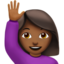Woman Raising Hand, Medium-dark skin tone