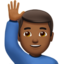 Man Raising Hand, Medium-dark skin tone
