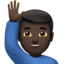 Man Raising Hand, Dark skin tone