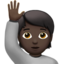 Person Raising Hand, Dark skin tone