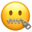 Zipper-mouth Face emoji, Apple design