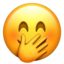 Face with Hand Over Mouth emoji PNG