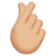 Hand with Index Finger and Thumb Crossed, Medium-light skin tone