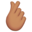 Hand with Index Finger and Thumb Crossed, Medium skin tone