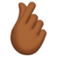 Hand with Index Finger and Thumb Crossed, Medium-dark skin tone