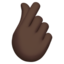 Hand with Index Finger and Thumb Crossed, Dark skin tone