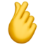 Hand with Index Finger and Thumb Crossed emoji, Apple design
