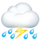 Cloud with Lightning and Rain emoji, Apple design
