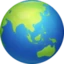 Globe Showing Asia-Australia emoji, Facebook design