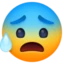 Anxious Face with Sweat emoji, Facebook design