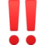 Double Exclamation Mark emoji, Facebook design