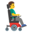 Download Man In Motorized Wheelchair Facing Right emoji, Google style