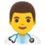 Man Health Worker emoji, Google design