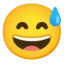 Grinning Face with Sweat emoji on Android