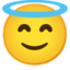 Smiling Face with Halo emoji, Google design