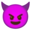 Smiling Face with Horns emoji, Google design