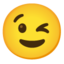 Winking Face emoji, Google design