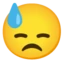 Downcast Face with Sweat emoji on Android