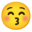 Kissing Face with Closed Eyes emoji, Google design
