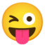Winking Face with Tongue emoji, Google design